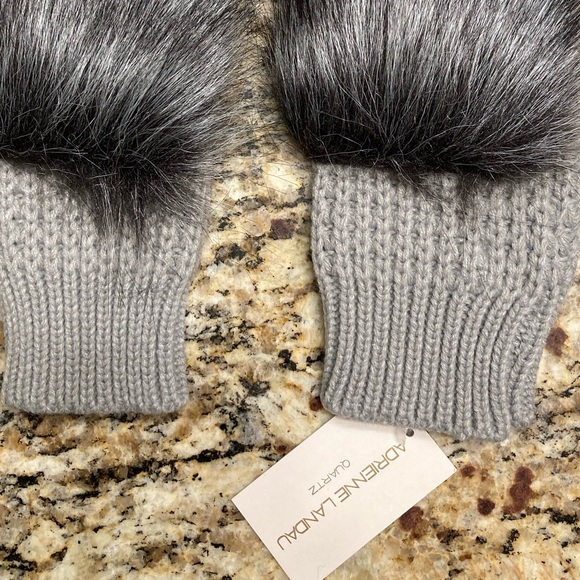 NWT Gray Faux fur fingerless gloves by Adrienne Landau beautiful touch - Picture 5 of 6